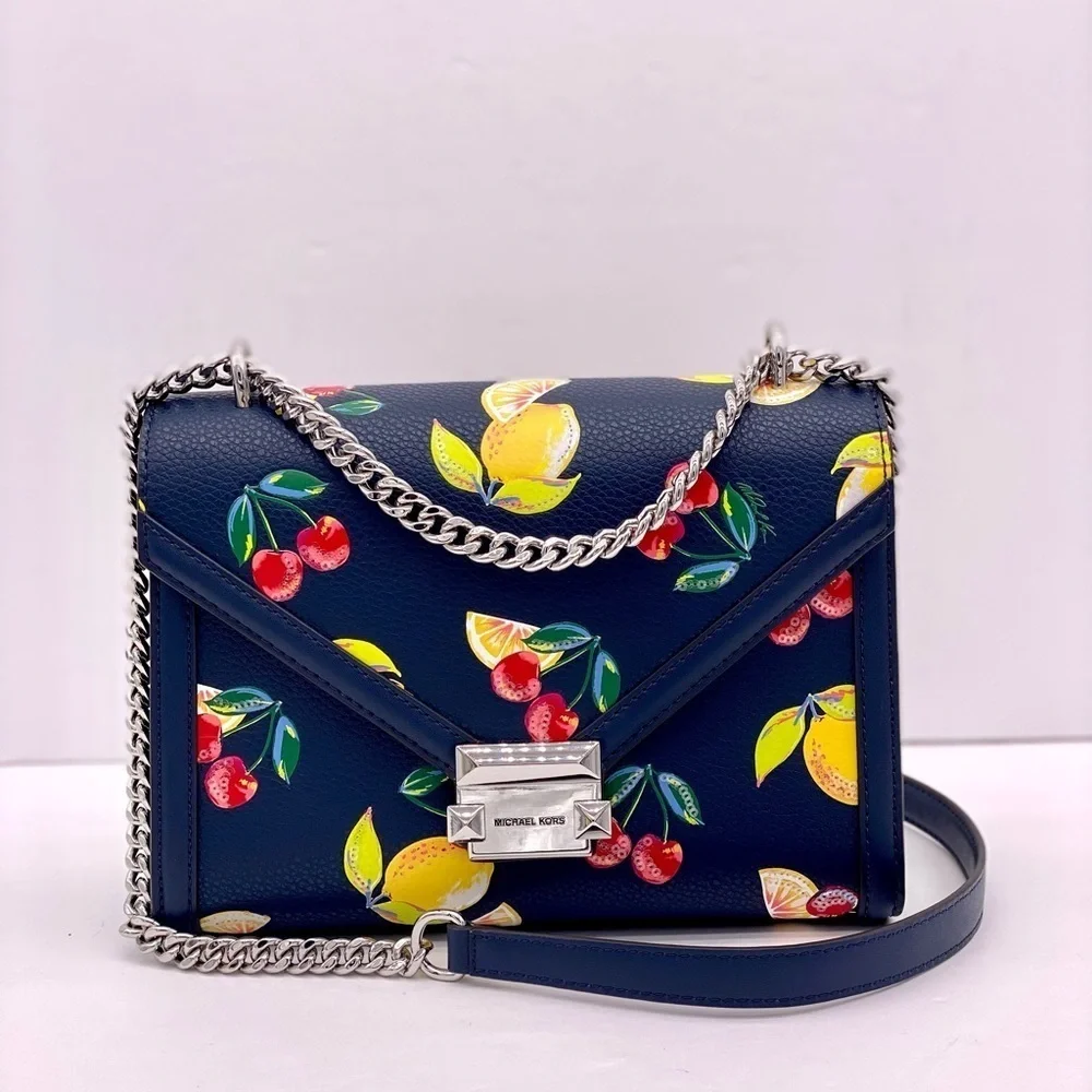 Michael Kors Whitney Medium Sequined Fruit Print Shoulder Bag Crossbody